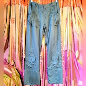NWT Free People Wind Up Utility Wide Leg Adjustable Cargo Pants Green sz 10